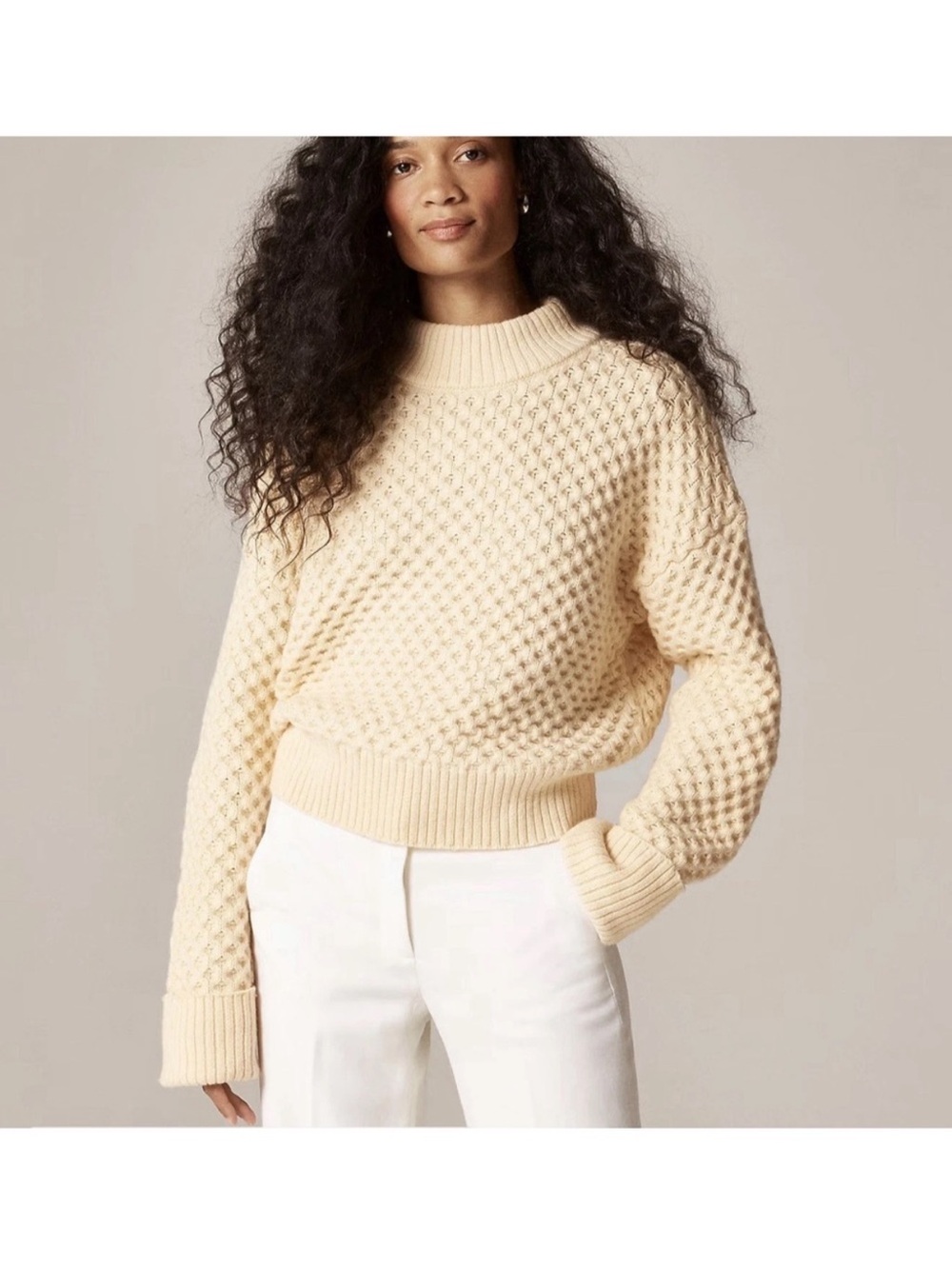 NWT J.Crew Honeycomb Mockneck Sweater in Wool Blend XL